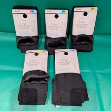 Womens Ladies Primark Velvet Plush Leggings Faux Fur Lined Black XS S M L XL XXL