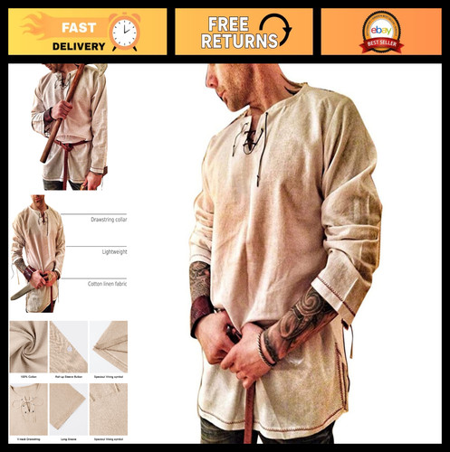 Men cotton viking tunic - men's,