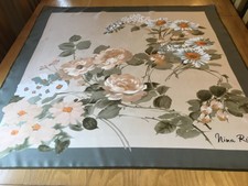 SUPERB NINA RICCI PARIS VINTAGE FLORAL SILK SCARF.  VGC.  31 x 31 INCHES.   ]