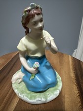 Vintage Royal Dux Bohemian Figurine Girl with Flowers. Excellent Condition