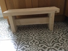 Large Pine Wooden Rustic Foot Step Stool - 70.5cm Wide