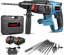 800W Cordless SDS-Plus Rotary Hammer Drill 3 Modes Heavy Duty 2 Batteries
