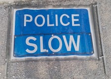 Vintage Obsolete Folding Police Traffic Slow/Accident Sign