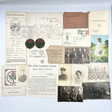 Genuine WW1 55th West Lancashire Division Paperwork Photographs Badges