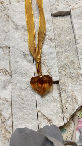 Lalique amber color heart - lalique,