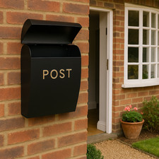 Black post box wall mounted - box,