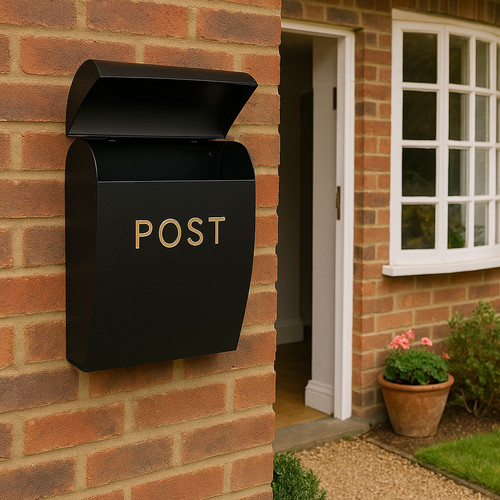 Black post box wall - wall, mounted