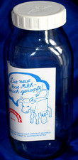 Vintage Glass Milk Bottle 1 Qt FRILICH Dairy Germany Square Container White Lid