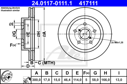 Brake disc for subaru b4 - 2x,