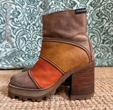 Rare 90s multicoloured Destroy Ankle boots with chunky sole