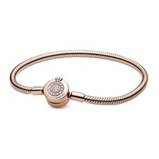 Pandora Moments Sparkling Crown O Snake Chain Rose Gold Bracelet 589046C01 ALE