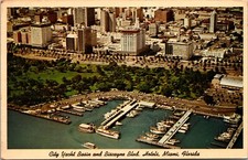 City Yacht Basin & Biscayne Boulevard Hotels Miami FLORIDA 1963 POSTCARD D19