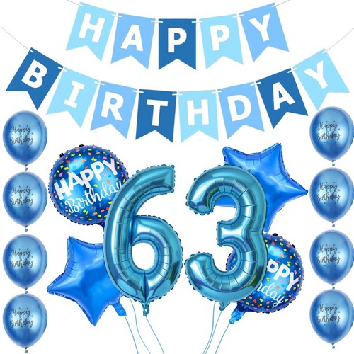 Blue 63rd birthday decorations - blue,