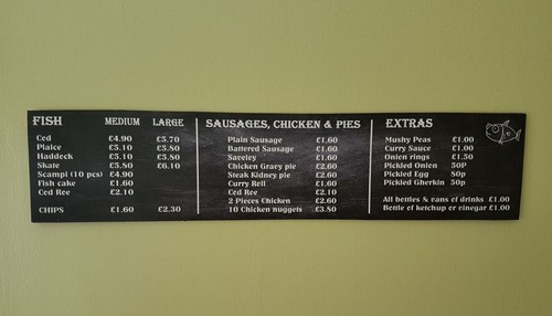 Fish chip shop menu - fish,