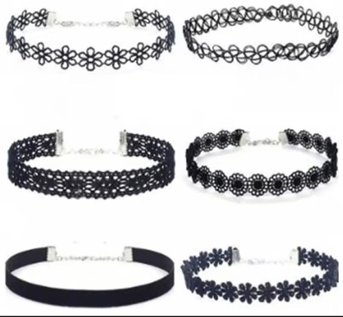 Pcs set black lace chokers - set,