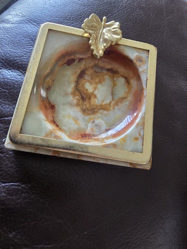 Onyx ashtray vintage - onyx, brass