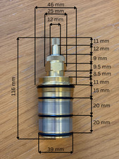 Thermostatic Cartridge for CVD Shower Mixer Valve 116mm, 4 O-rings, Brass Body