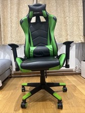 JL Comfurni Gaming Chair Reclining High Back with Lumbar Cushion (Black&Green)