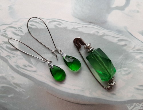 Green silver rhodium tone - silver/rhodium,