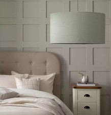 Habitat Ceiling Lampshade 49cm Grey Linen Effect 42W Easy Fit Drum Shade NEW