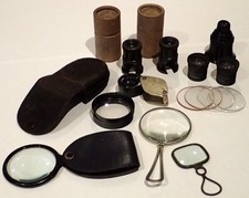 ANTIQUE OPTICAL ITEMS. LOUPES, EYEPIECES, MAGNIFIERS. GERMAN AND ENGLISH