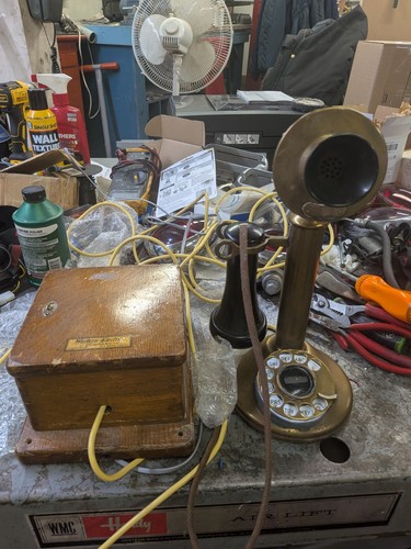 Vintage brass dial desk - brass, phone