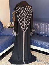 REENAZ, DUBAI LUXURY Abaya embellished BLACK ABAYA WEDDING, Crystal,Bridal Abaya