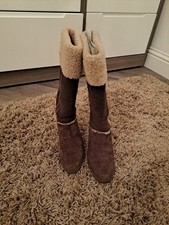 Brown Faux Suede Wedge Heel Ugg Boots Size 7.5 UK