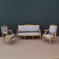 Miniature 1/12" Dollshouse Sofa and Armchairs Louis XV style by Robert Dawson