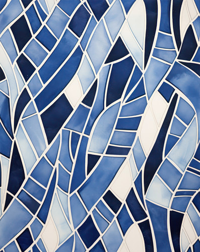 Blue mosaic poster modern - poster,
