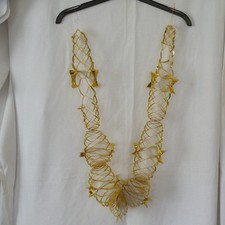 2 x Vintage wall hanging garlands, gold coloured foil, approx 4"x4"x1.8m damaged