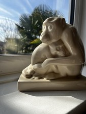 Rare John Skeaping like Art Deco Wedgewood chimpanzee & Baby used late 1980s
