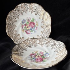 Two Vintage Clare Floral Ornate Bone China Saucers