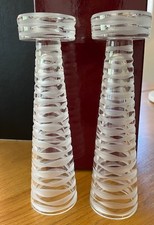 Pair of Venezia Salviati Crystal Glass Candlesticks / Vases