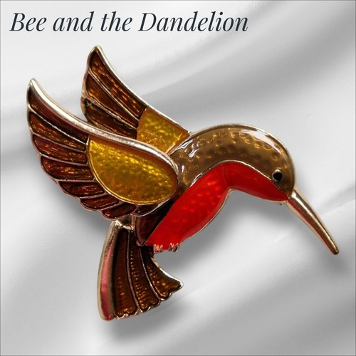 Bird brooch red - red, brown