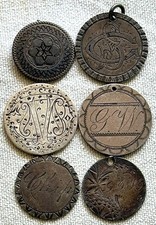 (6) Silver LOVE TOKENS on 1854–1887 Seated Liberty Dimes & Half Dimes - Q66