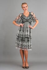 Nataya Plus Great Gatsby Titanic Black & Ivory Tea Dress & Slip Set 1X