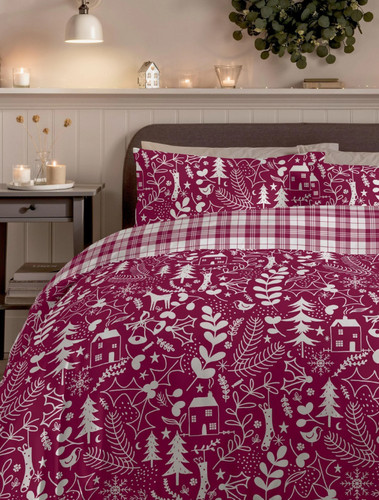 Festive folk christmas duvet - festive,