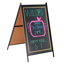 Sidewalk A Frame Sandwich Business Sign Chalkboard with 4 Zig Waterproof Markers