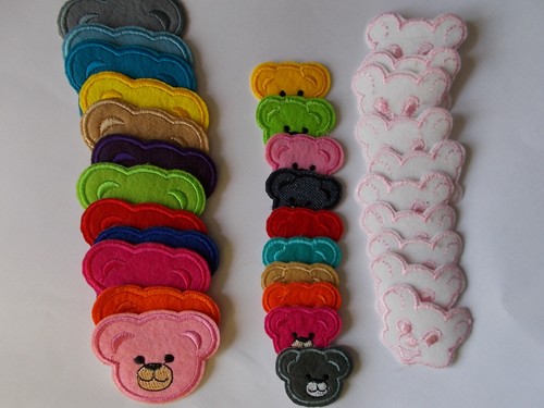 Embroidered teddy bear faces - embroidered,