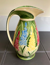 Rare Myott Art Deco Chicken-Neck Dante Jug Hand-Painted Striking Floral Design