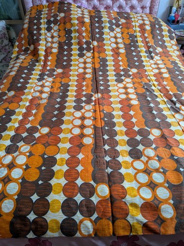 Pair vintage curtains orange - curtains,