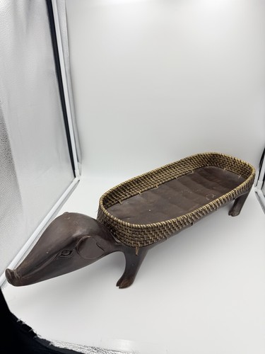 Pig serving tray carved wood - pig,