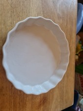 White ceramic fluted flan - ceramic,
