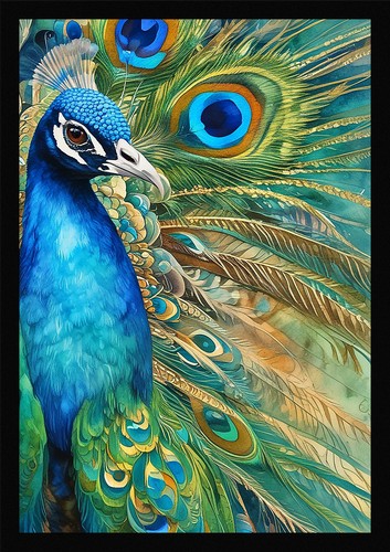 Peacock art refined - refined, framed
