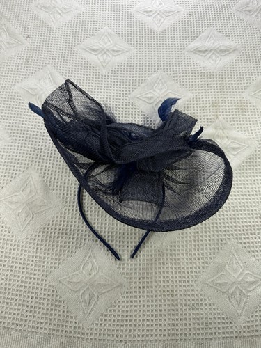 Navy blue fascinator feather - blue,