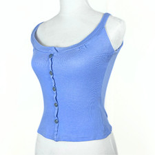 1950s Style Freddies of Pinewood Vest Tank Top  Sleeveless Blue S Small