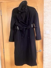 Karen Millen Black Woolen Coat In Size 10