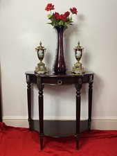 Vintage Regency Style Cherry Mahogany Demi-Lune Occasional Hall Table 