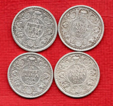 4 INDIAN QUARTER RUPEE COINS. 1916 - 1919. INDIA 1/4 R, 91.7% SILVER. JOB LOT.